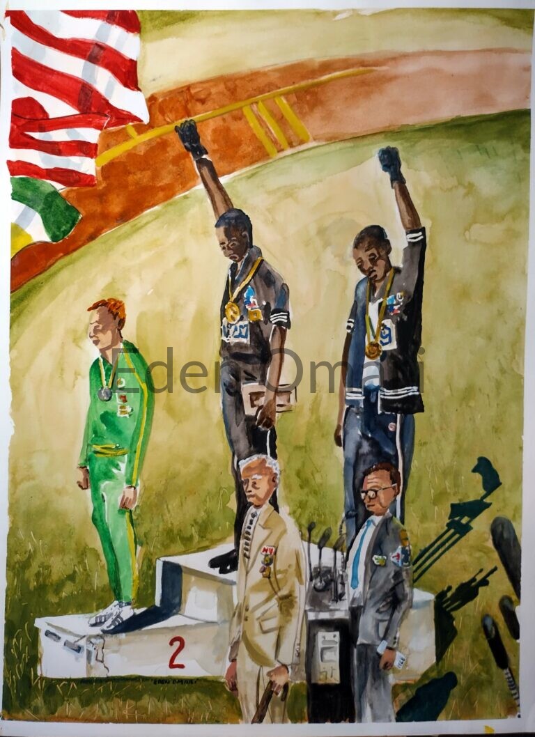 1968 Olympic Games -Tommie Smith John Carlos 18×24 NFS 03200313