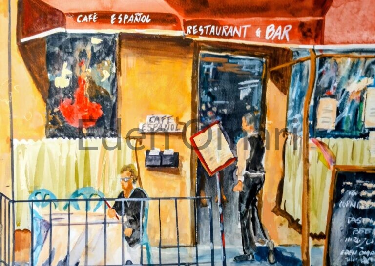 Cafe Espanol on Carmine Street 18×24 2003-39 NFS